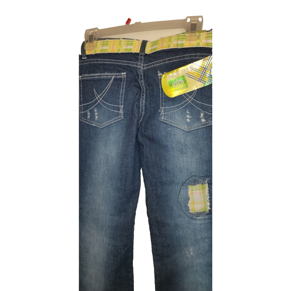 NWT Patchwork Denim Jeans OLD SKOOL URBAN Wide Hem ARTSY Distressed Rips Sz 5/6 - Picture 16 of 16